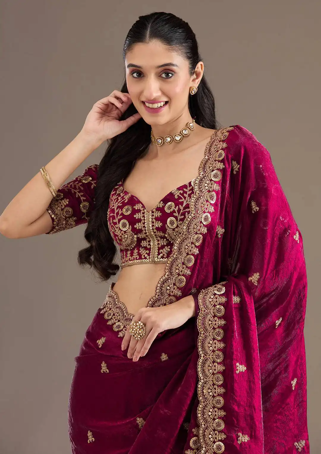 BT 434 Maroon Fandy Sattin Silk Saree with Zari Work. Wedding, Party, Festive, Events, Best Price ₹2049. Delivery 4-6 Working Days. Shop now. | Creative Sarees, Embroidered Sarees, Bollywood Sarees, Designer Sarees, Ethnic Saree, Modern Digital sarees, Party Wear Sarees, Sarees