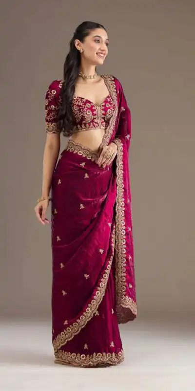 BT 434 Maroon Fandy Sattin Silk Saree with Zari Work. Wedding, Party, Festive, Events, Best Price ₹2049. Delivery 4-6 Working Days. Shop now. | Creative Sarees, Embroidered Sarees, Bollywood Sarees, Designer Sarees, Ethnic Saree, Modern Digital sarees, Party Wear Sarees, Sarees