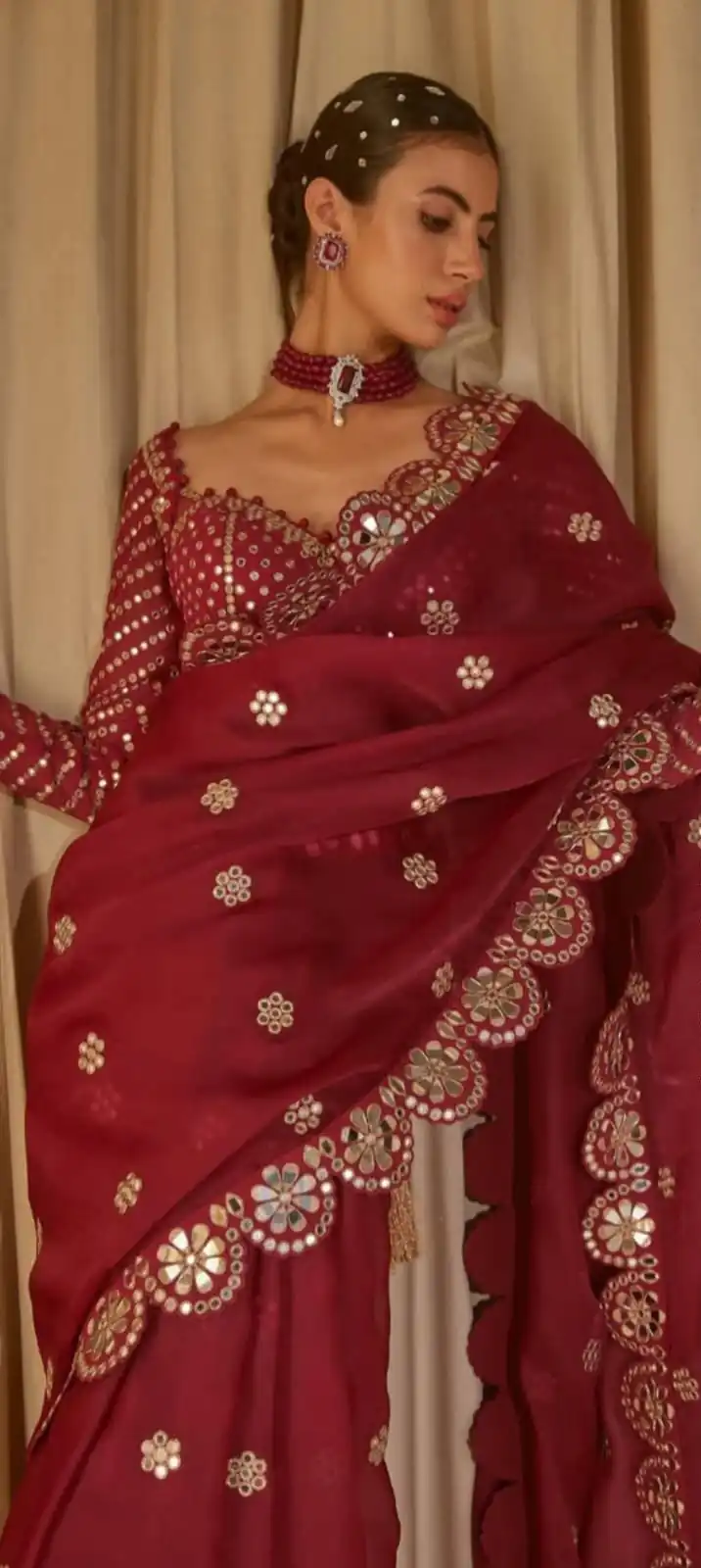 DF 3457 Maroon Color Georgette Sequence Original Mirror Work Saree Casual, Wedding, Festive, Events . Expected Delivery  4-6 Working Days @2099/- only                                                                                | Creative Sarees, Embroidered Sarees, Bollywood Sarees, Designer Sarees, Ethnic Saree, Modern Digital sarees, Party Wear Sarees, Sarees