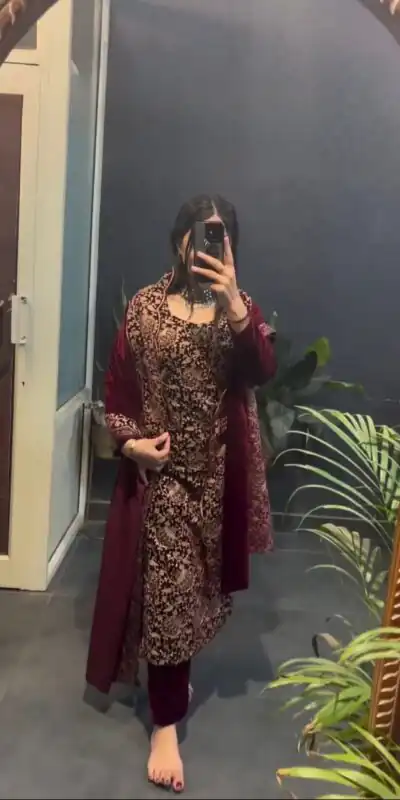 RTC 5940 Maroon Viscos velvet Chinestich Work Salwar Suit with Designer Work. Festive Deal ₹2049. Delivery 4-6 Working Days. Shop now. | Casual Suits, Jump Suits, Tops & Bottoms, Track Suits, Trendy Wear, Creative suits, Designer Suits, Palazzo Suits, Party Wear Lehenga, Party Wear Suits, Patiala Suits, Salwar suit, Straight Suits