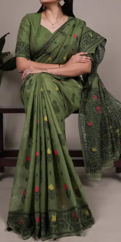 YNF 7415 Mehendi Poly Cotton Saree Perfect for Wedding, Party, Makar Sankranti, Temple Visit, Sangeet – . Introductory Price ₹1549. Delivery 4-6 Working | Creative Sarees, Embroidered Sarees, Bollywood Sarees, Designer Sarees, Ethnic Saree, Modern Digital sarees, Party Wear Sarees, Sarees