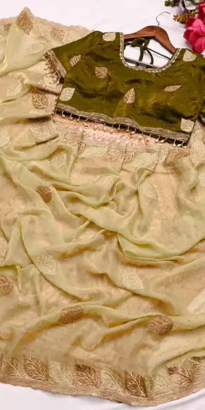 SC 1005 Mehendi in Soft fandy Silk Embroidery Work & Lace Work Saree . Available at ₹2499 only. Delivery 4-6 Working Days. Shop now. | Creative Sarees, Embroidered Sarees, Bollywood Sarees, Designer Sarees, Ethnic Saree, Modern Digital sarees, Party Wear Sarees, Sarees