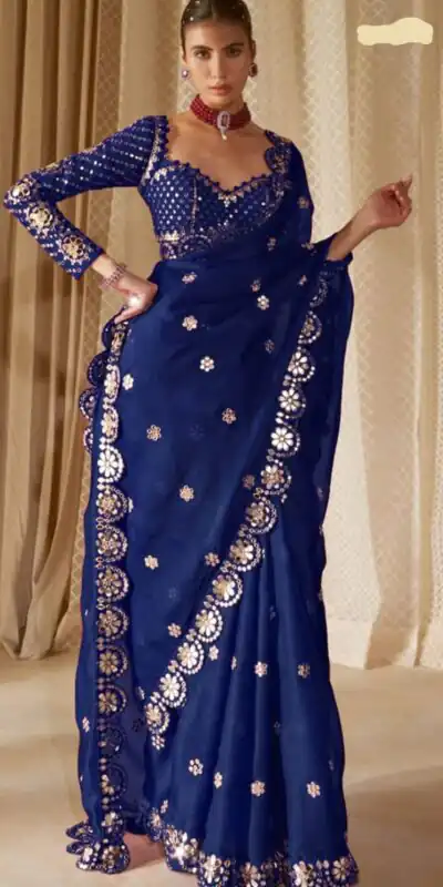 DF 3457 Navy Blue Color Georgette Sequence Original Mirror Work Saree Casual, Wedding, Festive, Events . Expected Delivery  4-6 Working Days @2099/- only                                                                                | Creative Sarees, Embroidered Sarees, Bollywood Sarees, Designer Sarees, Ethnic Saree, Modern Digital sarees, Party Wear Sarees, Sarees