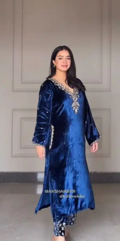 LG 2025 Navy Blue Velvet Salwar Suit with Embroidery Work & Lace Work. Exclusive Offer ₹1899. Delivery 4-6 Working Days. Shop now. | Casual Suits, Jump Suits, Tops & Bottoms, Track Suits, Trendy Wear, Creative suits, Designer Suits, Palazzo Suits, Party Wear Suits, Patiala Suits, Salwar suit, Straight Suits