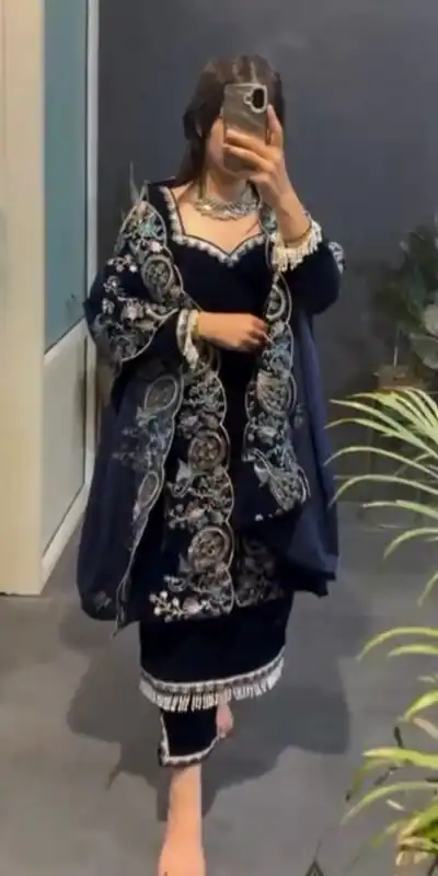 RTC 5935 Navy Blue in Viscose Velvet Lace Work Salwar Suit . Wedding, Party, Festive, Events, Get it for ₹2049. Delivery 4-6 Working Days. Shop now. | Casual Suits, Jump Suits, Tops & Bottoms, Track Suits, Trendy Wear, Creative suits, Designer Suits, Palazzo Suits, Party Wear Suits, Patiala Suits, Salwar suit, Straight Suits