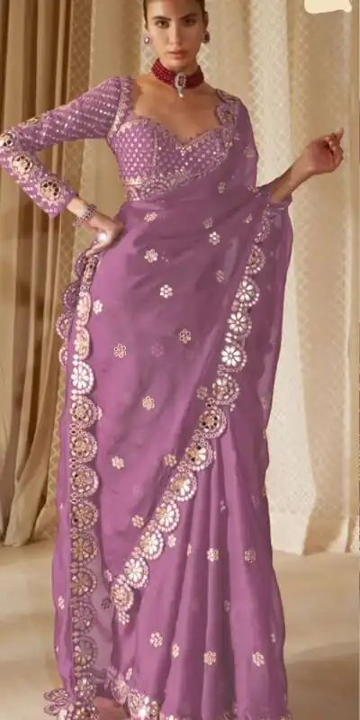 DF 3457 Onion Color Georgette Sequence Original Mirror Work Saree Casual, Wedding, Festive, Events . Expected Delivery  4-6 Working Days @2099/- only                                                                                | Creative Sarees, Embroidered Sarees, Bollywood Sarees, Designer Sarees, Ethnic Saree, Modern Digital sarees, Party Wear Sarees, Sarees