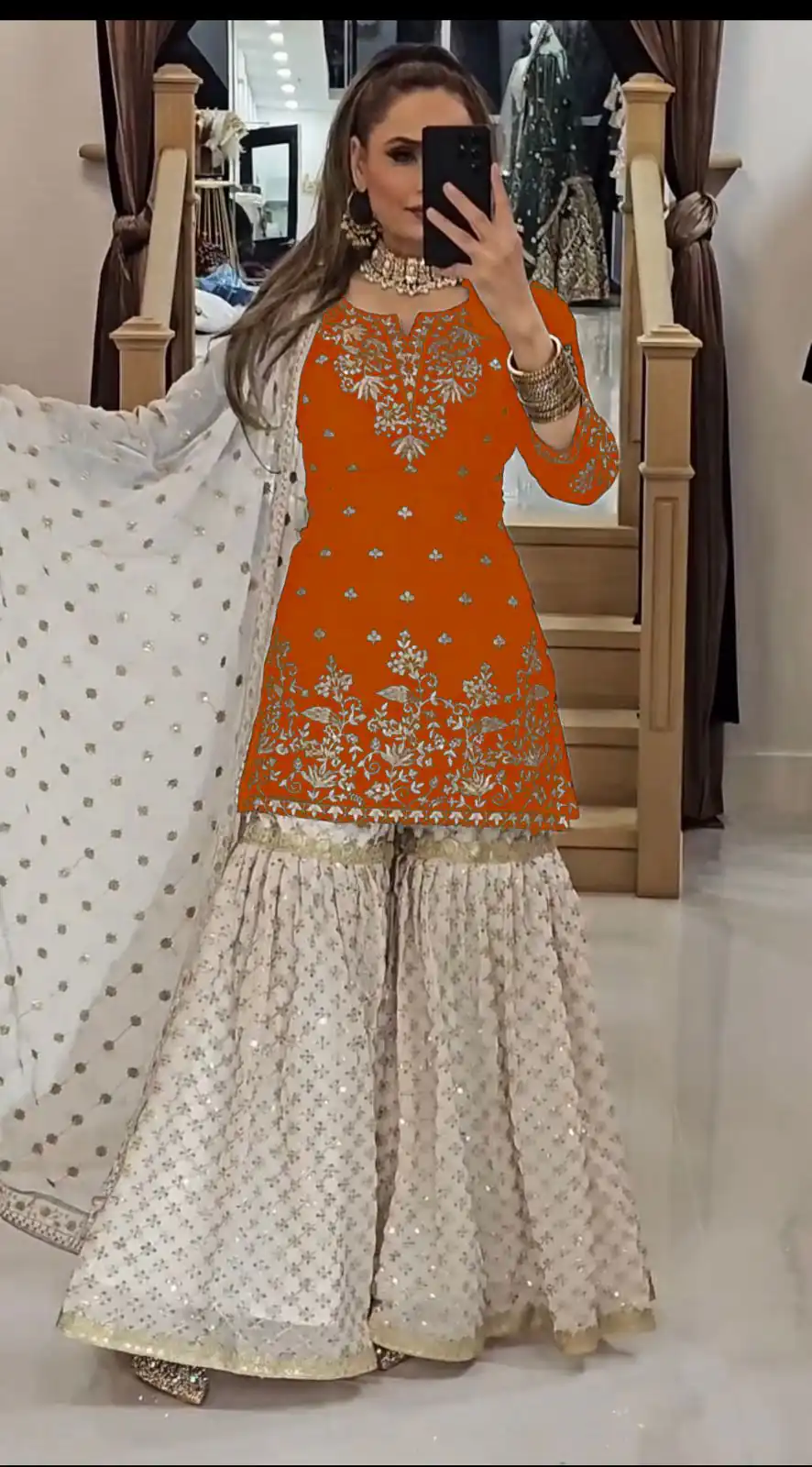 VLM 264 Orange in Fox Georgette Embroidery Work & Lace Work Salwar Suit . Best Price ₹2399. Delivery 4-6 Working Days. Shop now. | Casual Suits, Jump Suits, Tops & Bottoms, Track Suits, Trendy Wear, Creative suits, Designer Suits, Palazzo Suits, Party Wear Suits, Patiala Suits, Salwar suit, Straight Suits