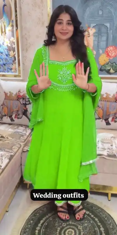 LG 2022 Parrot Green Georgette Salwar Suit with Lace Work & Embroidery Work. Exclusive Offer ₹1899. Delivery 4-6 Working Days. Shop now. | Casual Suits, Jump Suits, Tops & Bottoms, Track Suits, Trendy Wear, Creative suits, Designer Suits, Palazzo Suits, Party Wear Suits, Patiala Suits, Salwar suit, Straight Suits