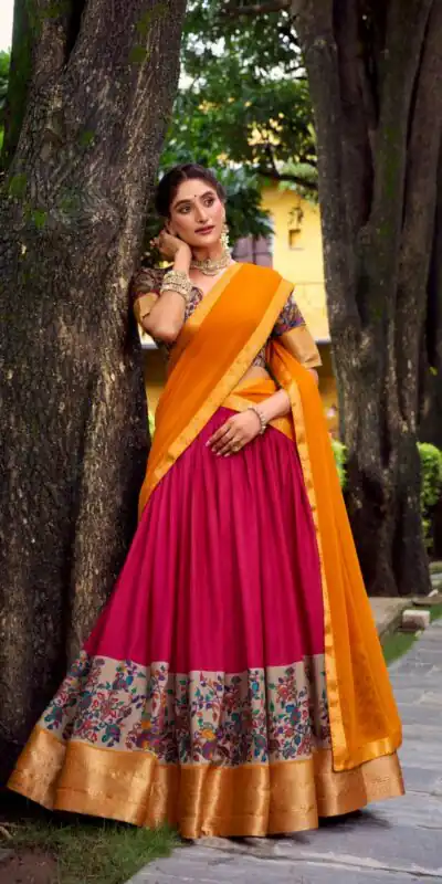 LNB 1244 Pink in Aastha Silk Lace Work & Zari Work Lehenga Choli. Grab it for ₹1349. Delivery 4-6 Working Days. Shop now. | Bollywood Lehenga, Creative Lehenga, Designer Lehenga, Embroidered Lehenga, Lehenga, Party Wear Lehenga