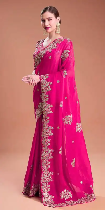 BT 1301 Pink Rangoli Silk Saree with Sequins Work & Embroidery Work. Now at just ₹1999. Delivery 4-6 Working Days. Shop now. | Creative Sarees, Embroidered Sarees, Bollywood Sarees, Designer Sarees, Ethnic Saree, Modern Digital sarees, Party Wear Sarees, Sarees