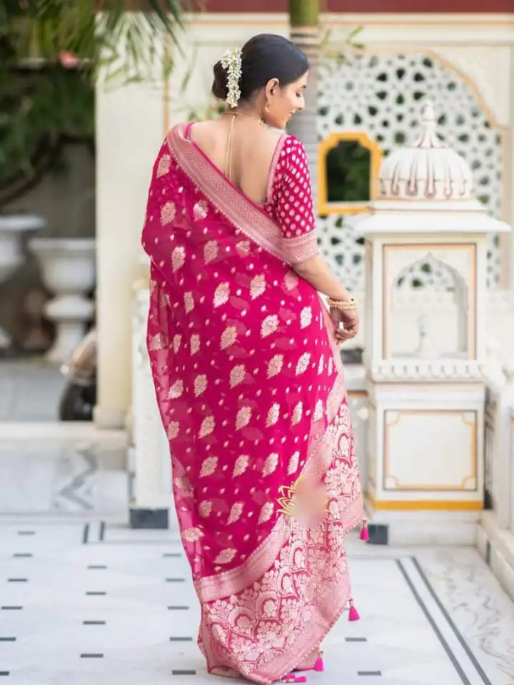 KPR 190 Pink Soft Lichi Silk Jacquard Work Saree with Designer Work Wedding, Party, Festive, Events, Deal ₹1399. Delivery 4-6 Working Days. Shop now. | Creative Sarees, Embroidered Sarees, Bollywood Sarees, Designer Sarees, Ethnic Saree, Modern Digital sarees, Party Wear Sarees, Sarees