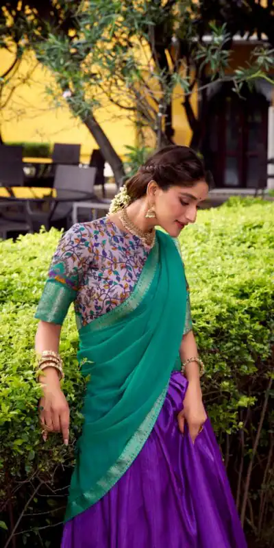 LNB 1244 Purple in Aastha Silk Lace Work & Zari Work Lehenga Choli. Grab it for ₹1349. Delivery 4-6 Working Days. Shop now. | Bollywood Lehenga, Creative Lehenga, Designer Lehenga, Embroidered Lehenga, Lehenga, Party Wear Lehenga