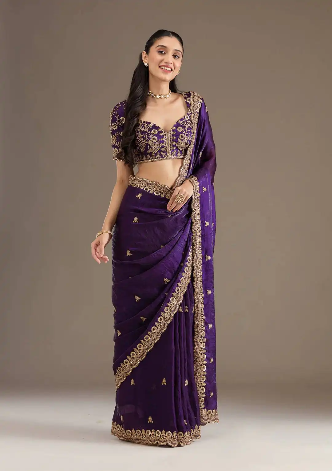 BT 434 Purple Fandy Sattin Silk Saree with Zari Work. Wedding, Party, Festive, Events, Best Price ₹2049. Delivery 4-6 Working Days. Shop now. | Creative Sarees, Embroidered Sarees, Bollywood Sarees, Designer Sarees, Ethnic Saree, Modern Digital sarees, Party Wear Sarees, Sarees