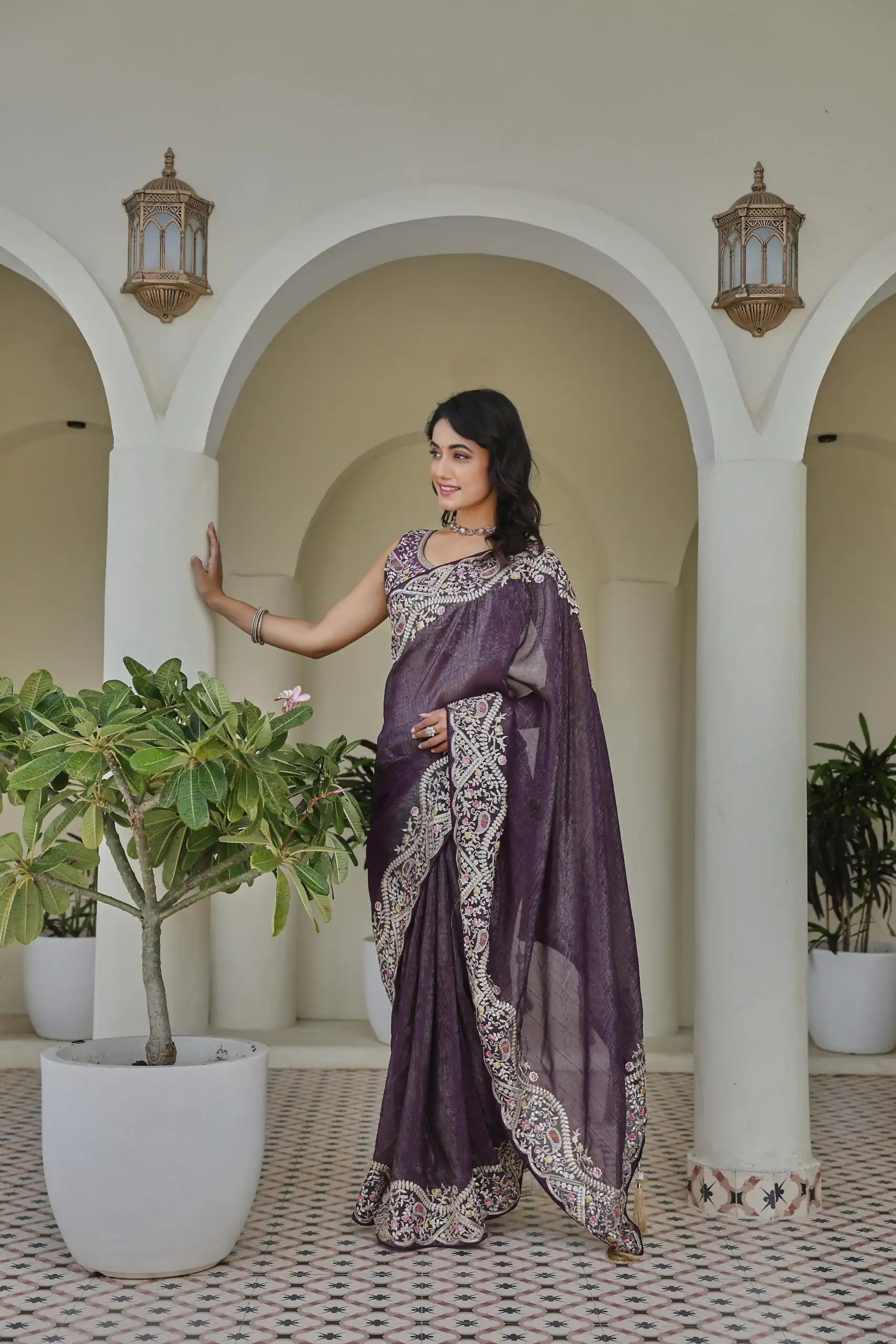 Ram 010 Purple Color Silver Crunchy Saree with Embroidery Work. Special Price ₹2149. Delivery 4-6 Working Days. Shop now. | Creative Sarees, Embroidered Sarees, Bollywood Sarees, Designer Sarees, Ethnic Saree, Modern Digital sarees, Party Wear Sarees, Sarees