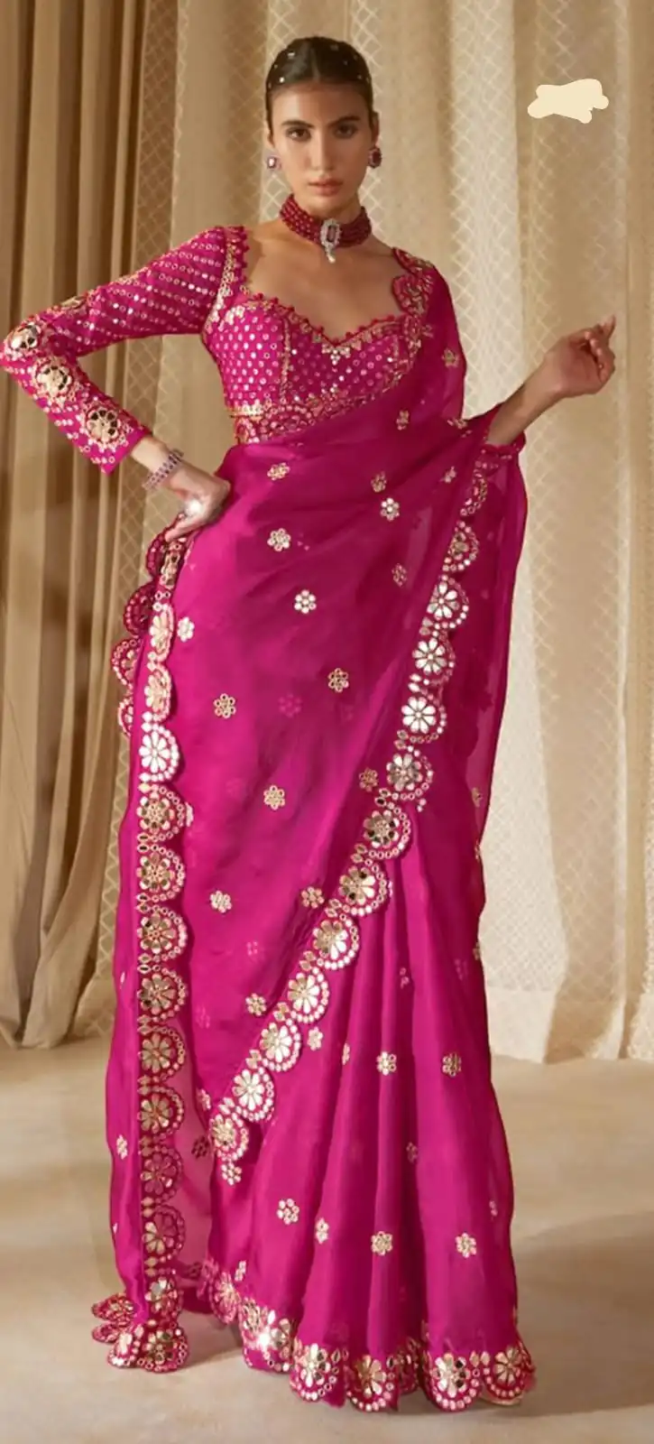 DF 3457 Rani Pink Color Georgette Sequence Original Mirror Work Saree Casual, Wedding, Festive, Events . Expected Delivery  4-6 Working Days @2099/- only                                                                                | Creative Sarees, Embroidered Sarees, Bollywood Sarees, Designer Sarees, Ethnic Saree, Modern Digital sarees, Party Wear Sarees, Sarees