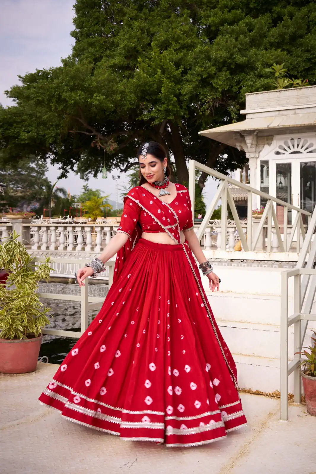 LNB 1663 Red Color Pure Chander Bandhej Print With Lace Touch Up Lehenga Choli Wedding, Party, Festive, Events Etc. Delivery 4-6 Working Days Rs 1899 | Bollywood Lehenga, Creative Lehenga, Designer Lehenga, Embroidered Lehenga, Lehenga, Party Wear Lehenga