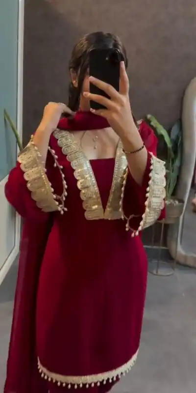 SRK 5306 Red Faux Georgette Salwar Suit with Lace Work & Embroidery Work. Special Price ₹1899. Delivery 4-6 Working Days. Shop now. | Bollywood Lehenga, Creative Lehenga, Designer Lehenga, Embroidered Lehenga, Lehenga, Party Wear Lehenga