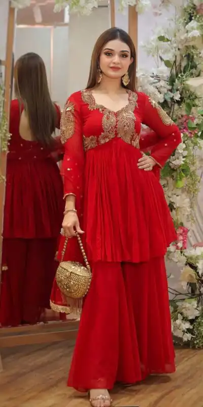 BT 5006 Red Fox Georgette Salwar Suit with Sequins Work & Embroidery Work. Best Price ₹1999. Delivery 4-6 Working Days. Shop now. | Casual Suits, Jump Suits, Tops & Bottoms, Track Suits, Trendy Wear, Creative suits, Designer Suits, Palazzo Suits, Party Wear Suits, Patiala Suits, Salwar suit, Straight Suits