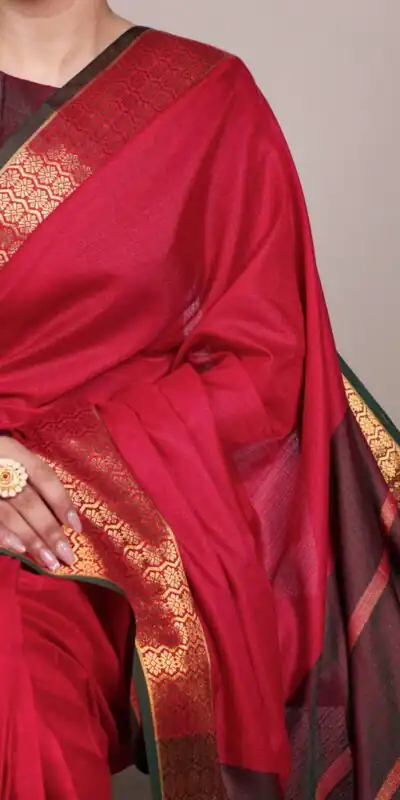 YNF 7408 Red Color Poly Cotton Saree With Zari Work. Wedding, Party, Festive, Events, Affordable Price ₹1399. Delivery 4-6 Working Days. Shop now. | Creative Sarees, Embroidered Sarees, Bollywood Sarees, Designer Sarees, Ethnic Saree, Modern Digital sarees, Party Wear Sarees, Sarees