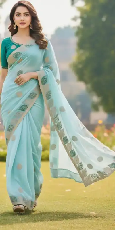 SC 1005 Sky Blue in Soft fandy Silk Embroidery Work & Lace Work Saree . Available at ₹2499 only. Delivery 4-6 Working Days. Shop now. | Creative Sarees, Embroidered Sarees, Bollywood Sarees, Designer Sarees, Ethnic Saree, Modern Digital sarees, Party Wear Sarees, Sarees