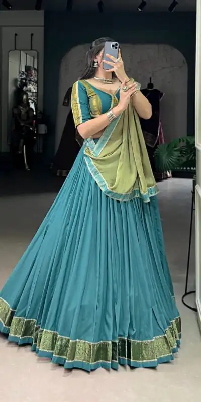 LNB 1608 Teal in Pure Rayon Zari Work & Lace Work Lehenga Choli . Special Price ₹2999. Delivery 4-6 Working Days. Shop now. | Bollywood Lehenga, Creative Lehenga, Designer Lehenga, Embroidered Lehenga, Lehenga, Party Wear Lehenga