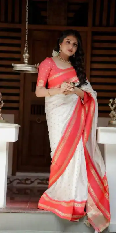 KPR 240 White in Color Soft Lichi Silk Lace Work & Lace Border Saree . Now at just ₹1449. Delivery 4-6 Working Days. Shop now. | Creative Sarees, Embroidered Sarees, Bollywood Sarees, Designer Sarees, Ethnic Saree, Modern Digital sarees, Party Wear Sarees, Sarees