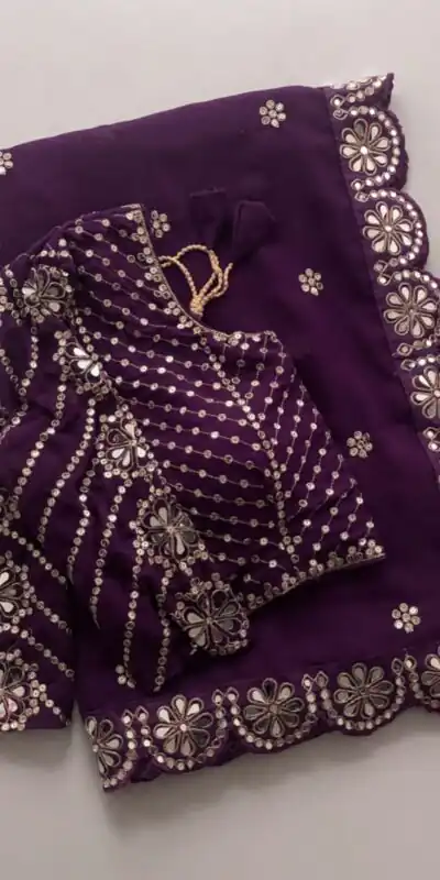 DF 3457 Wine Color Georgette Sequence Original Mirror Work Saree Casual, Wedding, Festive, Events . Expected Delivery  4-6 Working Days @2099/- only                                                                                | Creative Sarees, Embroidered Sarees, Bollywood Sarees, Designer Sarees, Ethnic Saree, Modern Digital sarees, Party Wear Sarees, Sarees