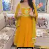LG 2022 Yellow Georgette Salwar Suit with Lace Work & Embroidery Work. Exclusive Offer ₹1899. Delivery 4-6 Working Days. Shop now. | Casual Suits, Jump Suits, Tops & Bottoms, Track Suits, Trendy Wear, Creative suits, Designer Suits, Palazzo Suits, Party Wear Suits, Patiala Suits, Salwar suit, Straight Suits