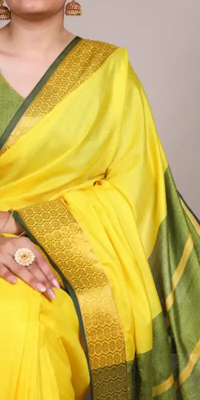 YNF 7408 Yellow Color Poly Cotton Saree With Zari Work. Wedding, Party, Festive, Events, Affordable Price ₹1399. Delivery 4-6 Working Days. Shop now. | Creative Sarees, Embroidered Sarees, Bollywood Sarees, Designer Sarees, Ethnic Saree, Modern Digital sarees, Party Wear Sarees, Sarees