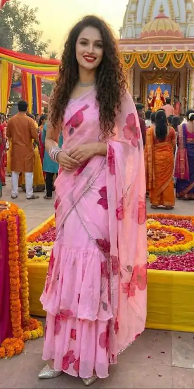 Baby Pink Premium Faux Georgette Saree BD 1805 Baby Pink with Digital Print. Now at just ₹2049. Delivery 4-6 Working Days. Shop now. | Creative Sarees, Embroidered Sarees, Bollywood Sarees, Designer Sarees, Ethnic Saree, Modern Digital sarees, Party Wear Sarees, Sarees