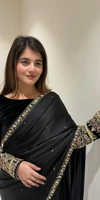 ST 403 Black in 9000 Velvet Embroidery Work & Lace Work Saree . Introductory Price ₹1999. Delivery 4-6 Working Days. Shop now. | Creative Sarees, Embroidered Sarees, Bollywood Sarees, Designer Sarees, Ethnic Saree, Modern Digital sarees, Party Wear Sarees, Sarees