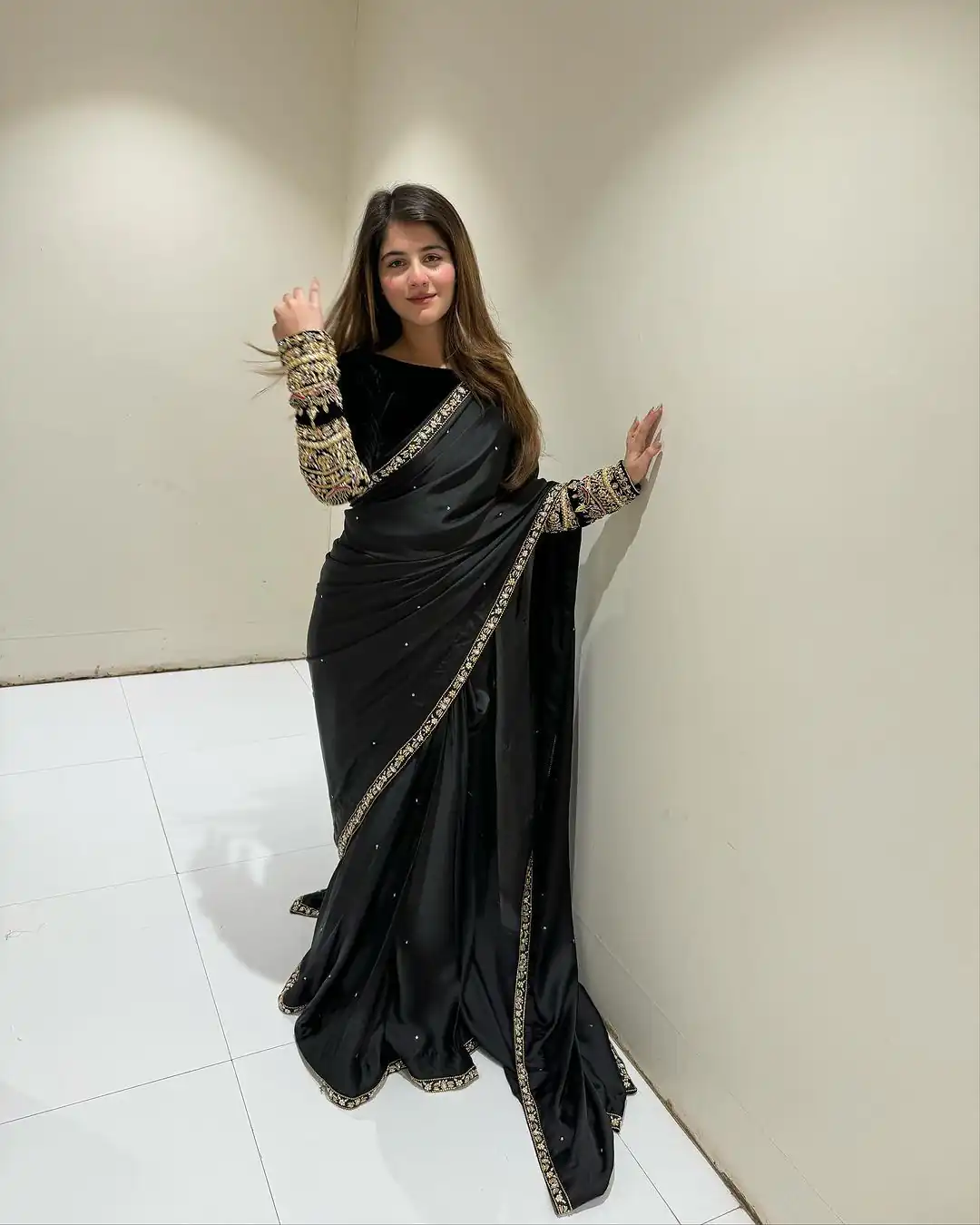 ST 403 Black in 9000 Velvet Embroidery Work & Lace Work Saree . Introductory Price ₹1999. Delivery 4-6 Working Days. Shop now. | Creative Sarees, Embroidered Sarees, Bollywood Sarees, Designer Sarees, Ethnic Saree, Modern Digital sarees, Party Wear Sarees, Sarees