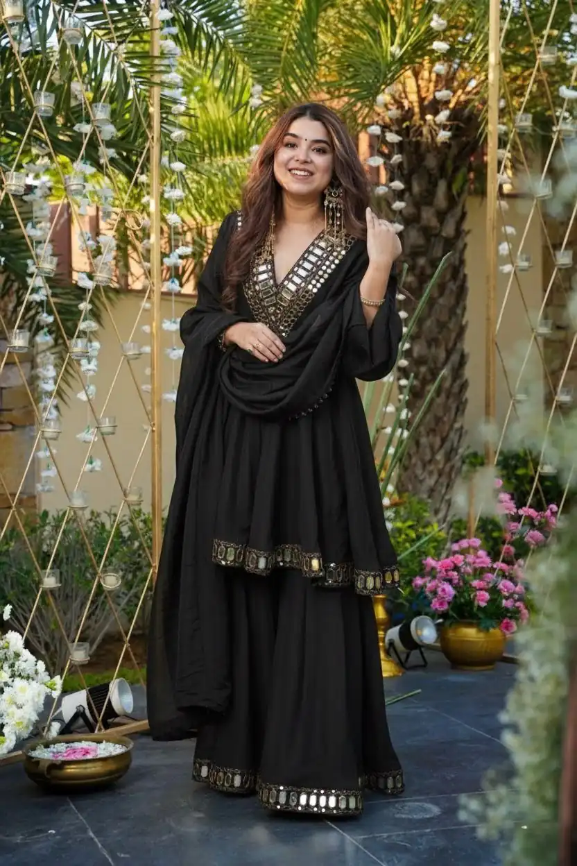 RTC 5942 Black in Black Cosmos Mirror Work & Lace Work Salwar Suit . Special Price ₹2549. Delivery 4-6 Working Days. Shop now. | Casual Suits, Jump Suits, Tops & Bottoms, Track Suits, Trendy Wear, Creative suits, Designer Suits, Palazzo Suits, Party Wear Suits, Patiala Suits, Salwar suit, Straight Suits