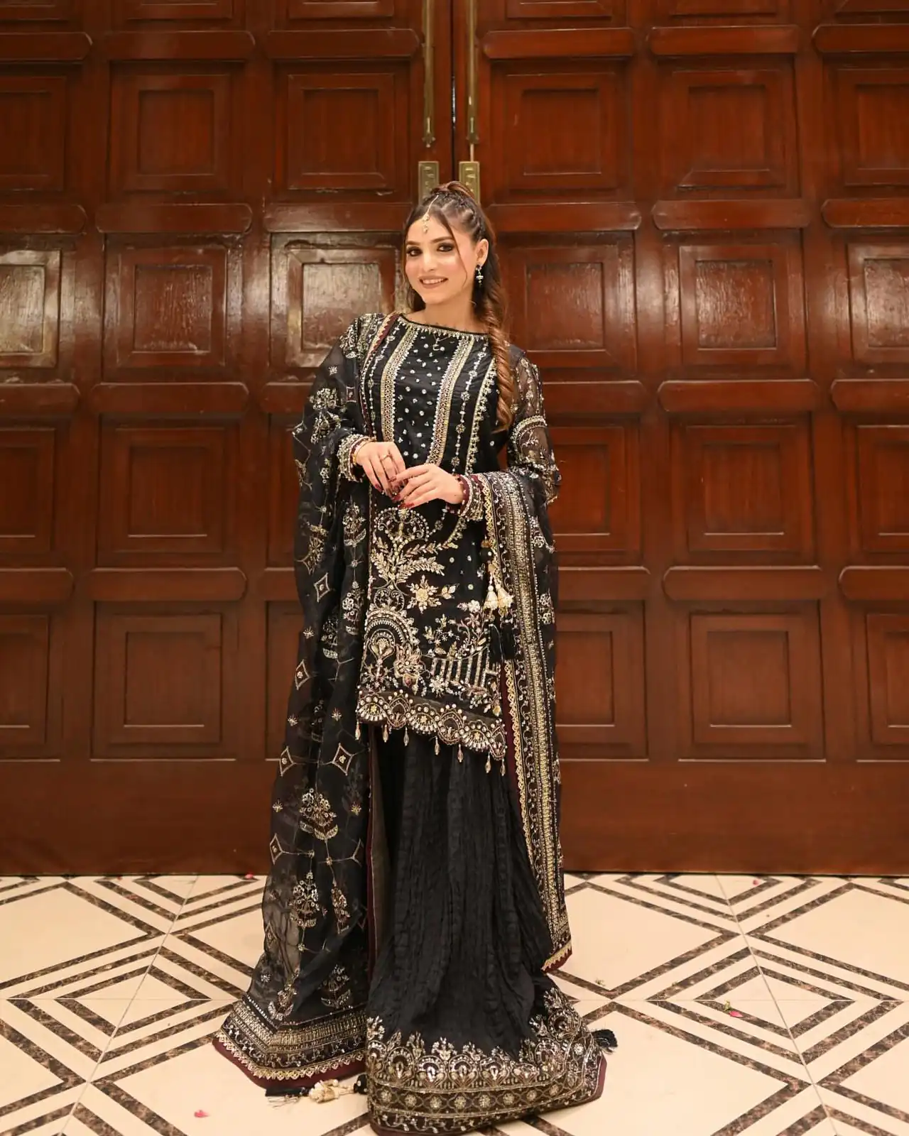 AD 213 Black Khajuri Crush Georgette Salwar Suit with Lace Work & Embroidery Work. Festive Deal ₹2649. Delivery 4-6 Working Days. Shop now. | Casual Suits, Jump Suits, Tops & Bottoms, Track Suits, Trendy Wear, Creative suits, Designer Suits, Palazzo Suits, Party Wear Suits, Patiala Suits, Salwar suit, Straight Suits