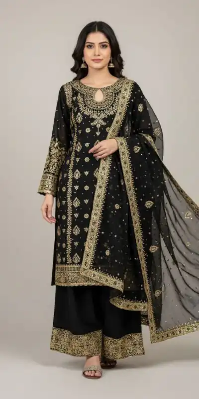 SRK 5231 Red Color Pure Chinnon Silk With Embroidery Sequence Work Salwar Suit Casual, Wedding, Party, Festive, Events Etc.4-6 Working Days@ 2699/-only | Casual Suits, Jump Suits, Creative suits, Designer Suits, Palazzo Suits, Party Wear Suits, Patiala Suits, Salwar suit, Straight Suits