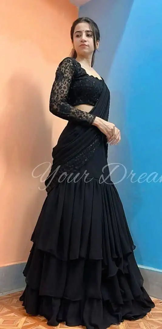 KF 1663 Black Faux Georgette Lehenga Choli with Embroidery Work & Sequins Work. Grab it for ₹2099. Delivery 4-6 Working Days. Shop now. | Bollywood Lehenga, Creative Lehenga, Designer Lehenga, Embroidered Lehenga, Lehenga, Party Wear Lehenga