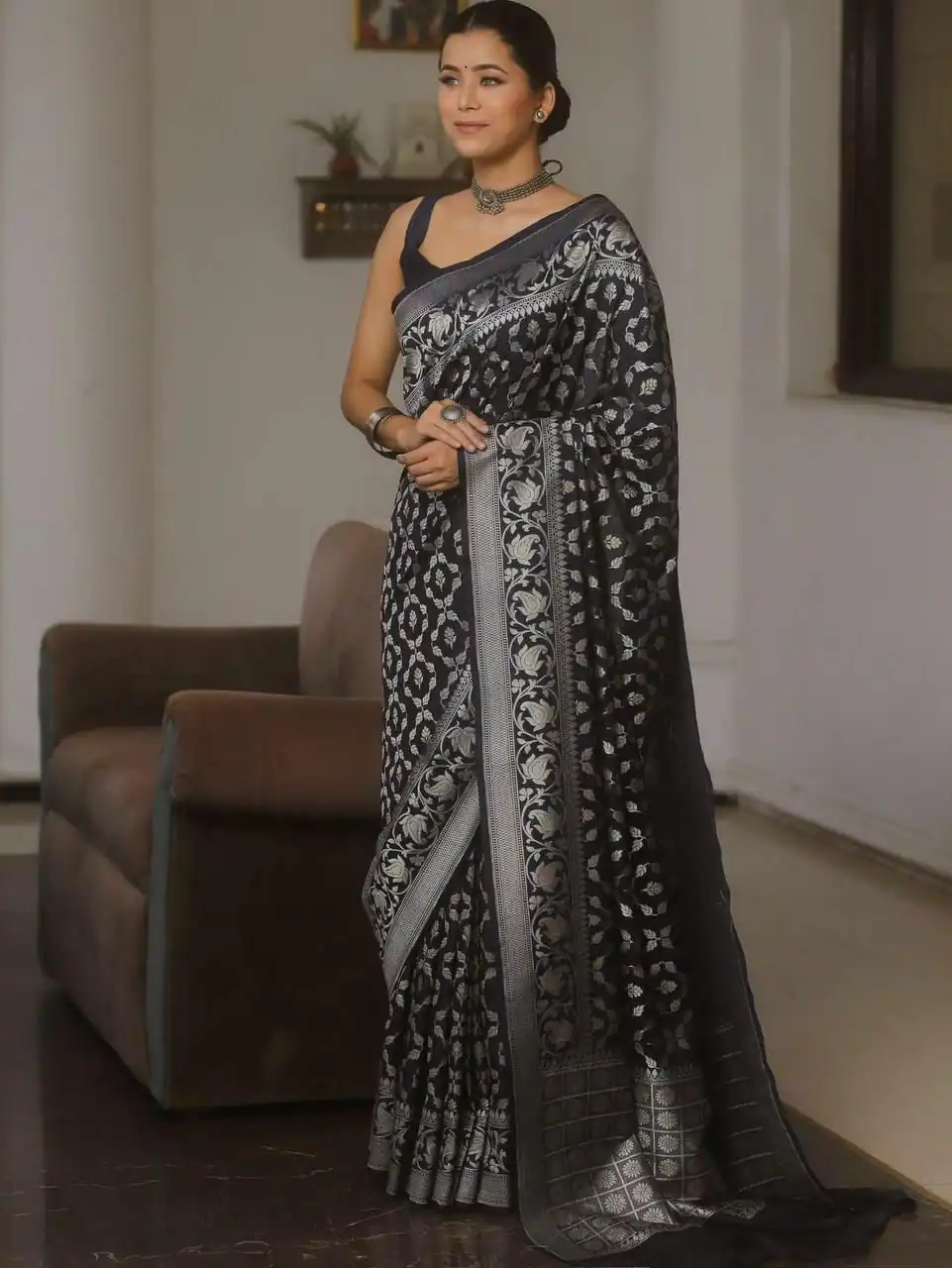 KPR 277 Black in Soft Lichi Silk Lace Border & Lace Work Saree . Available at ₹1299 only. Delivery 4-6 Working Days. Shop now. | Creative Sarees, Embroidered Sarees, Bollywood Sarees, Designer Sarees, Ethnic Saree, Modern Digital sarees, Party Wear Sarees, Sarees