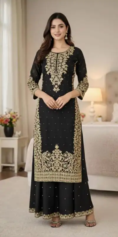 SSR 535 Black in Organza Silk Embroidery Work Salwar Suit . Available at ₹2399 only. Delivery 4-6 Working Days. Shop now. | Casual Suits, Jump Suits, Tops & Bottoms, Track Suits, Trendy Wear, Creative suits, Designer Suits, Palazzo Suits, Party Wear Suits, Patiala Suits, Salwar suit, Straight Suits