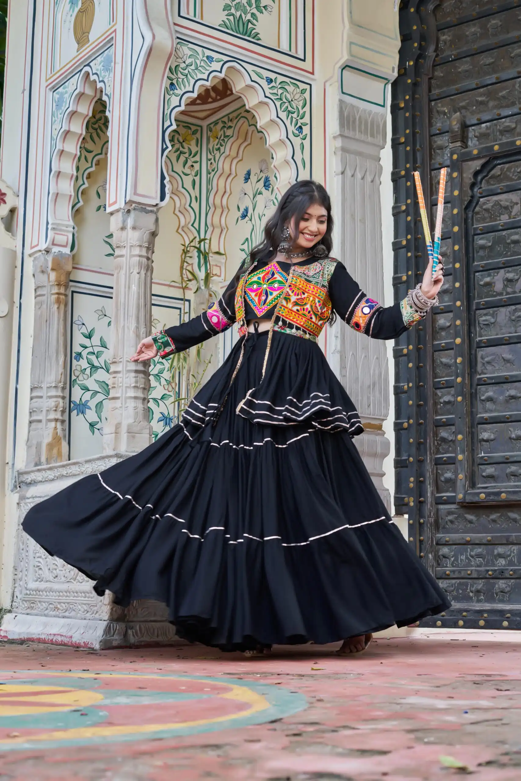 Ram 120 Black in Pure Cotton Mirror Work & Gamthi Work Lehenga Choli . Exclusive Offer ₹3049. Delivery 4-6 Working Days. Shop now. | Bollywood Lehenga, Creative Lehenga, Designer Lehenga, Embroidered Lehenga, Lehenga, Party Wear Lehenga