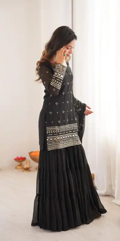 SRK 5317 Black Georgette Salwar Suit with Embroidery Work. Wedding, Party, Festive Best Price ₹2399. Delivery 4-6 Working Days. Shop now. | Casual Suits, Jump Suits, Tops & Bottoms, Track Suits, Trendy Wear, Creative suits, Designer Suits, Palazzo Suits, Party Wear Suits, Patiala Suits, Salwar suit, Straight Suits