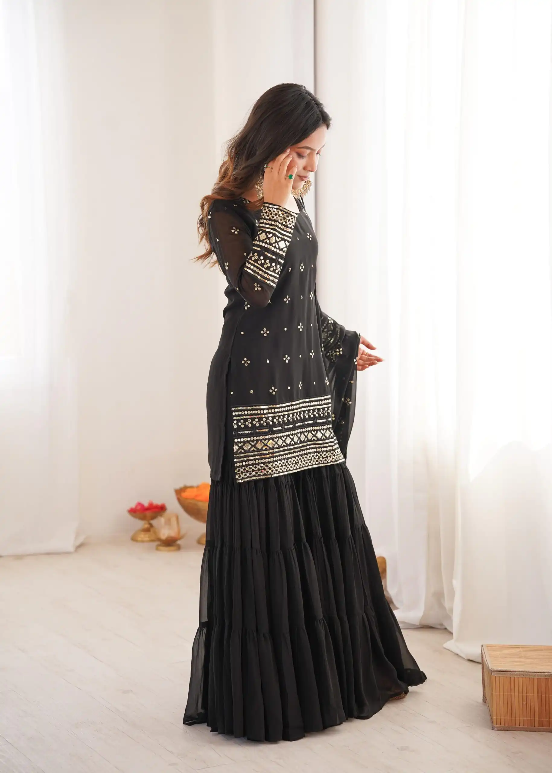 SRK 5317 Black Georgette Salwar Suit with Embroidery Work. Wedding, Party, Festive Best Price ₹2399. Delivery 4-6 Working Days. Shop now. | Casual Suits, Jump Suits, Tops & Bottoms, Track Suits, Trendy Wear, Creative suits, Designer Suits, Palazzo Suits, Party Wear Suits, Patiala Suits, Salwar suit, Straight Suits