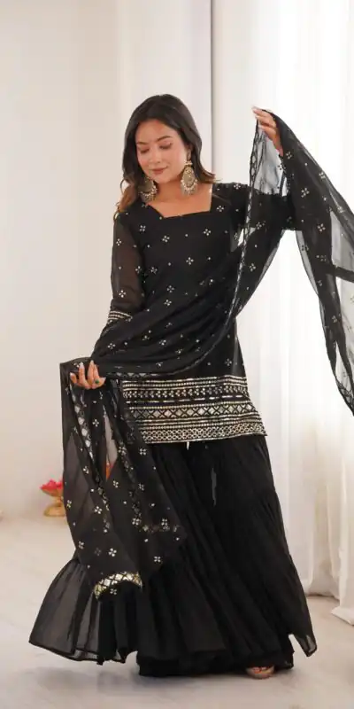 SRK 5317 Black Georgette Salwar Suit with Embroidery Work. Wedding, Party, Festive Best Price ₹2399. Delivery 4-6 Working Days. Shop now. | Casual Suits, Jump Suits, Tops & Bottoms, Track Suits, Trendy Wear, Creative suits, Designer Suits, Palazzo Suits, Party Wear Suits, Patiala Suits, Salwar suit, Straight Suits