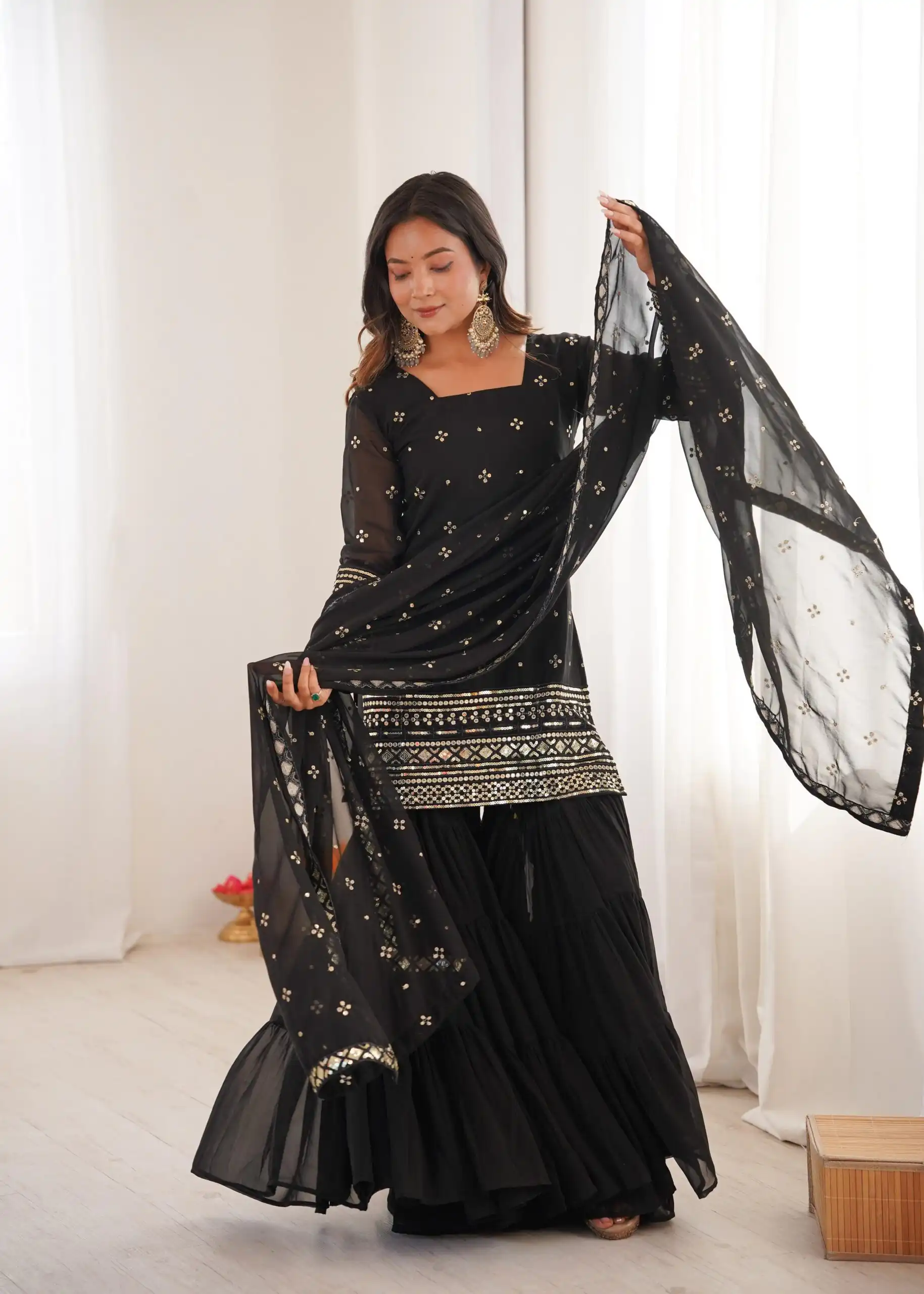 SRK 5317 Black Georgette Salwar Suit with Embroidery Work. Wedding, Party, Festive Best Price ₹2399. Delivery 4-6 Working Days. Shop now. | Casual Suits, Jump Suits, Tops & Bottoms, Track Suits, Trendy Wear, Creative suits, Designer Suits, Palazzo Suits, Party Wear Suits, Patiala Suits, Salwar suit, Straight Suits