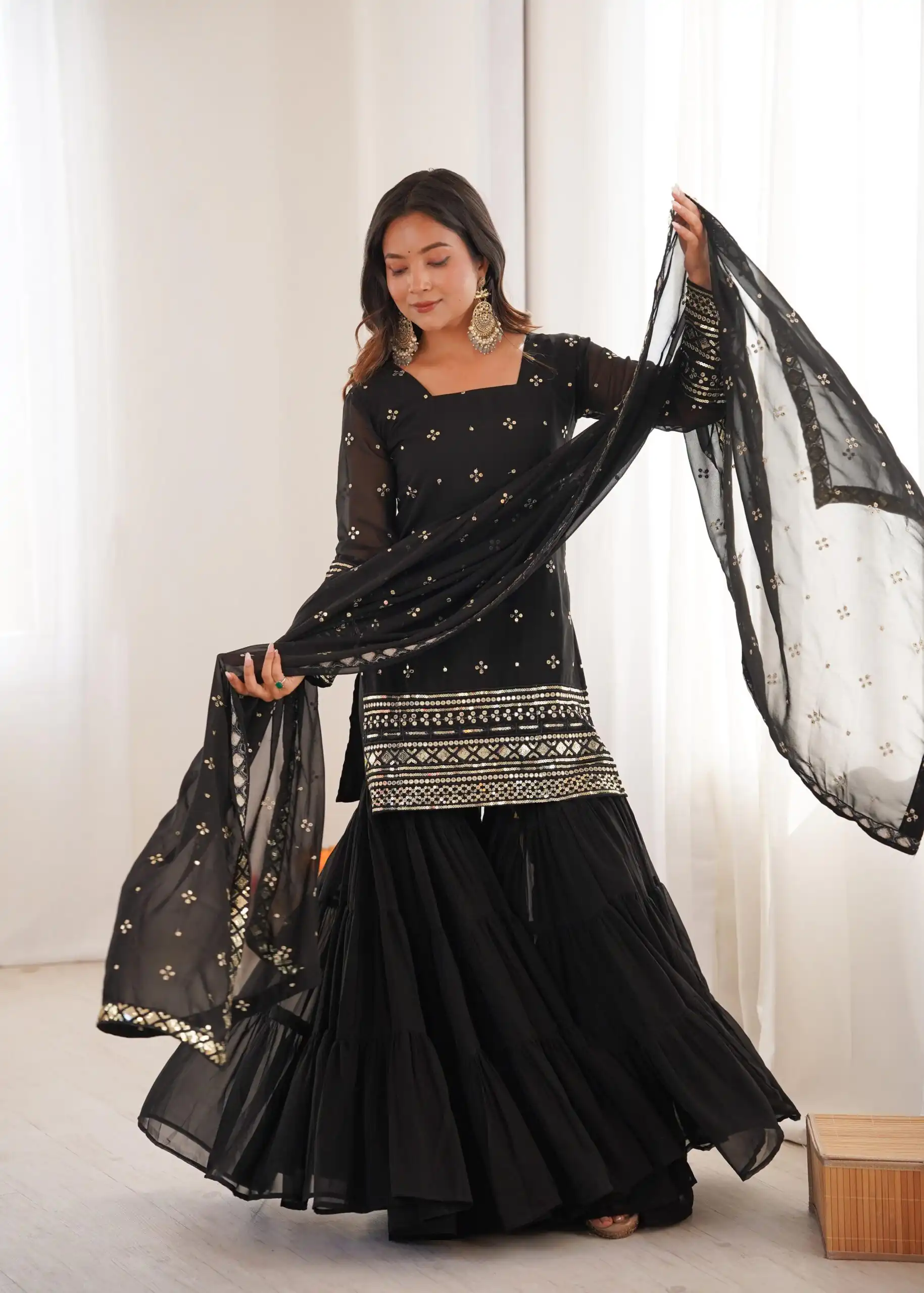 SRK 5317 Black Georgette Salwar Suit with Embroidery Work. Wedding, Party, Festive Best Price ₹2399. Delivery 4-6 Working Days. Shop now. | Casual Suits, Jump Suits, Tops & Bottoms, Track Suits, Trendy Wear, Creative suits, Designer Suits, Palazzo Suits, Party Wear Suits, Patiala Suits, Salwar suit, Straight Suits