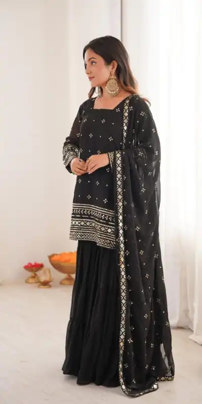 SRK 5317 Black Georgette Salwar Suit with Embroidery Work. Wedding, Party, Festive Best Price ₹2399. Delivery 4-6 Working Days. Shop now. | Casual Suits, Jump Suits, Tops & Bottoms, Track Suits, Trendy Wear, Creative suits, Designer Suits, Palazzo Suits, Party Wear Suits, Patiala Suits, Salwar suit, Straight Suits
