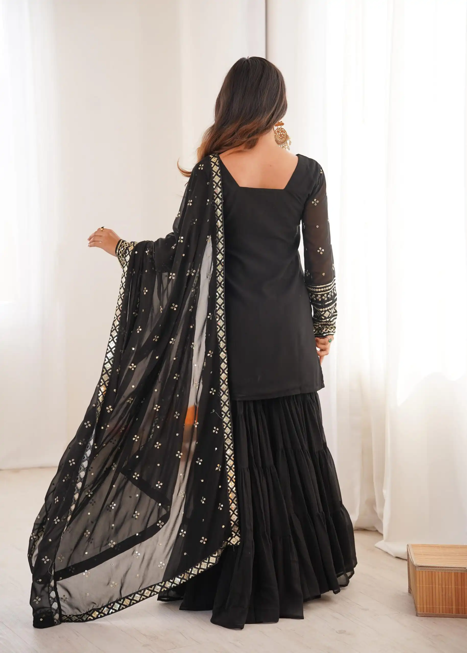 SRK 5317 Black Georgette Salwar Suit with Embroidery Work. Wedding, Party, Festive Best Price ₹2399. Delivery 4-6 Working Days. Shop now. | Casual Suits, Jump Suits, Tops & Bottoms, Track Suits, Trendy Wear, Creative suits, Designer Suits, Palazzo Suits, Party Wear Suits, Patiala Suits, Salwar suit, Straight Suits