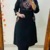 MF 1114 Black Soft Cotton Slub Kurti with Embroidery Work. Wedding, Party, Festive, Events, Grab it for ₹1549. Delivery 4-6 Working Days. Shop now. | Bollywood Kurti, Creative Kurtis, Designer Kurti, Kurti, Party Wear Kurti, Selfie Kurti