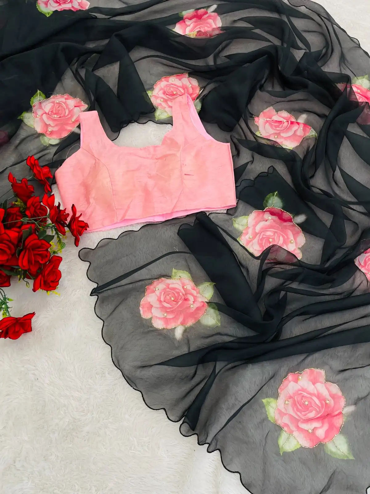 BT 412 Black TB Organza Saree with Digital Print. Wedding, Party, Festive, Events, Navratri Garba, Special Price ₹1649. Delivery 4-6 Working Days. Shop now. | Creative Sarees, Embroidered Sarees, Bollywood Sarees, Designer Sarees, Ethnic Saree, Modern Digital sarees, Party Wear Sarees, Sarees