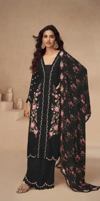 FC 10154 Black Color Vichitra Salwar Suit with Embroidery Work. Special Price ₹3349. Delivery 4-6 Working Days. Shop now. | Casual Suits, Jump Suits, Tops & Bottoms, Track Suits, Trendy Wear, Creative suits, Designer Suits, Palazzo Suits, Party Wear Suits, Patiala Suits, Salwar suit, Straight Suits