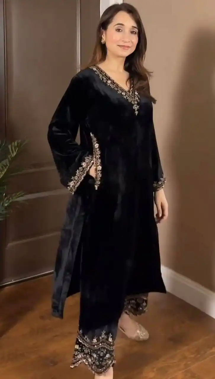 RTC 5810 Black Viscose velvet Salwar Suit. Perfect for Wedding, Party, Baby Shower, Housewarming, Eid – Get it for ₹1999. Delivery 4-6 Working Days. | Casual Suits, Jump Suits, Tops & Bottoms, Track Suits, Trendy Wear, Creative suits, Designer Suits, Palazzo Suits, Party Wear Suits, Patiala Suits, Salwar suit, Straight Suits